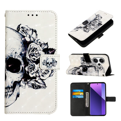 Skull and roses monochrome flip phone case with wallet cover and card slot