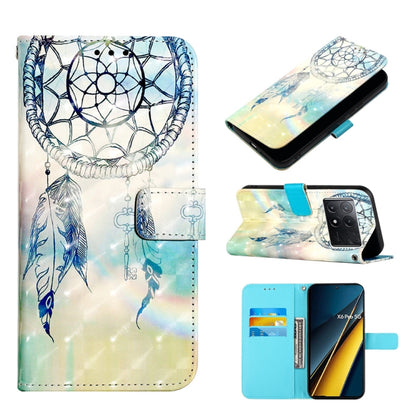 Flip leather phone case with blue dreamcatcher and feather illustration, card slot