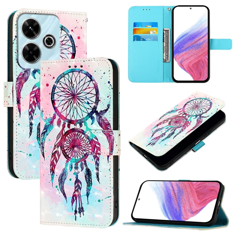 White leather flip phone case with pink and blue dreamcatcher feather design