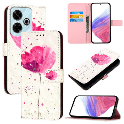 Flip leather phone case with white base, magenta heart watercolor and speckle pattern