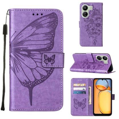 Embossed Butterfly Leather Phone Case, For Xiaomi Redmi Note 13 5G Global, For Xiaomi Redmi 13C, For Xiaomi Redmi Note 13 Pro+ 5G, For Xiaomi Redmi Note 13 Pro 5G Global, For Xiaomi Poco M6 Pro 5G / Redmi 12 4G/5G, For Xiaomi Redmi K70 / K70 Pro       ...