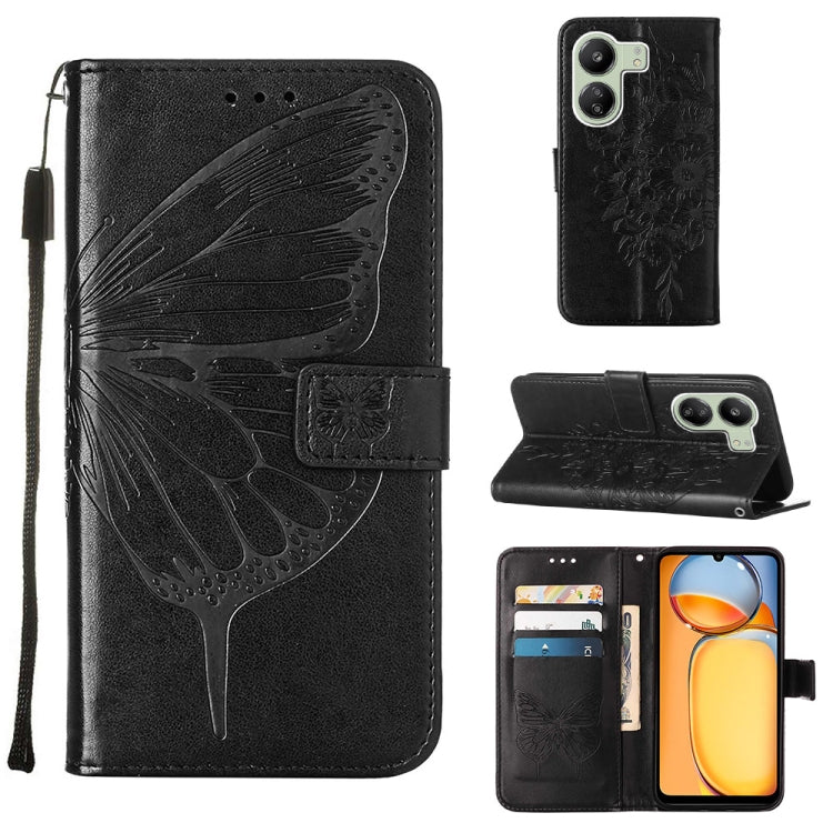 Embossed Butterfly Leather Phone Case, For Xiaomi Redmi Note 13 5G Global, For Xiaomi Redmi 13C, For Xiaomi Redmi Note 13 Pro+ 5G, For Xiaomi Redmi Note 13 Pro 5G Global, For Xiaomi Poco M6 Pro 5G / Redmi 12 4G/5G, For Xiaomi Redmi K70 / K70 Pro       ...