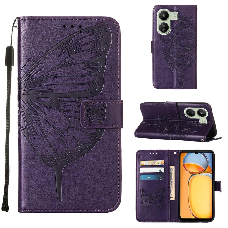 Embossed Butterfly Leather Phone Case, For Xiaomi Redmi Note 13 5G Global, For Xiaomi Redmi 13C, For Xiaomi Redmi Note 13 Pro+ 5G, For Xiaomi Redmi Note 13 Pro 5G Global, For Xiaomi Poco M6 Pro 5G / Redmi 12 4G/5G, For Xiaomi Redmi K70 / K70 Pro       ...
