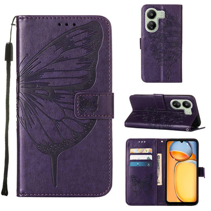 Embossed Butterfly Leather Phone Case, For Xiaomi Redmi Note 13 5G Global, For Xiaomi Redmi 13C, For Xiaomi Redmi Note 13 Pro+ 5G, For Xiaomi Redmi Note 13 Pro 5G Global, For Xiaomi Poco M6 Pro 5G / Redmi 12 4G/5G, For Xiaomi Redmi K70 / K70 Pro       ...