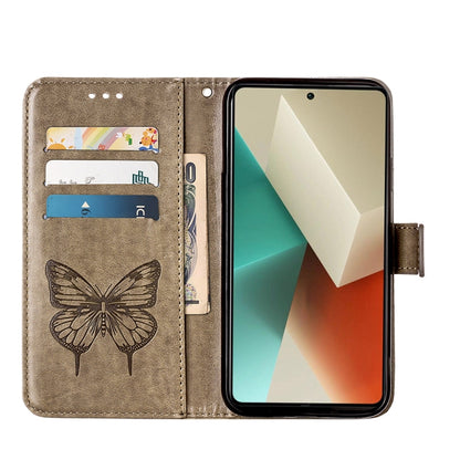 Embossed Butterfly Leather Phone Case, For Xiaomi Redmi Note 13 5G Global, For Xiaomi Redmi 13C, For Xiaomi Redmi Note 13 Pro+ 5G, For Xiaomi Redmi Note 13 Pro 5G Global, For Xiaomi Poco M6 Pro 5G / Redmi 12 4G/5G, For Xiaomi Redmi K70 / K70 Pro       ...