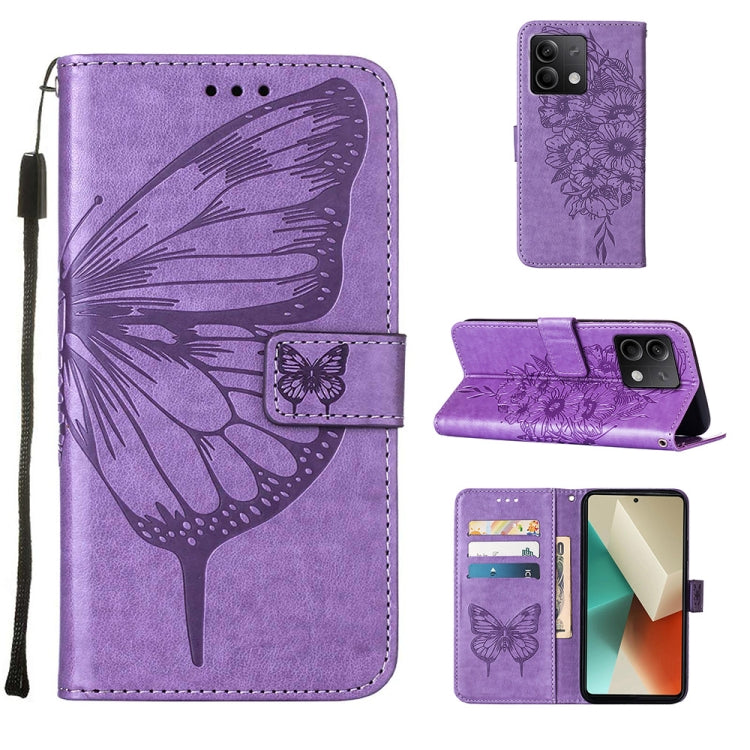 Embossed Butterfly Leather Phone Case, For Xiaomi Redmi Note 13 5G Global, For Xiaomi Redmi 13C, For Xiaomi Redmi Note 13 Pro+ 5G, For Xiaomi Redmi Note 13 Pro 5G Global, For Xiaomi Poco M6 Pro 5G / Redmi 12 4G/5G, For Xiaomi Redmi K70 / K70 Pro       ...