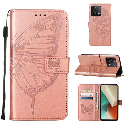 Embossed Butterfly Leather Phone Case, For Xiaomi Redmi Note 13 5G Global, For Xiaomi Redmi 13C, For Xiaomi Redmi Note 13 Pro+ 5G, For Xiaomi Redmi Note 13 Pro 5G Global, For Xiaomi Poco M6 Pro 5G / Redmi 12 4G/5G, For Xiaomi Redmi K70 / K70 Pro       ...