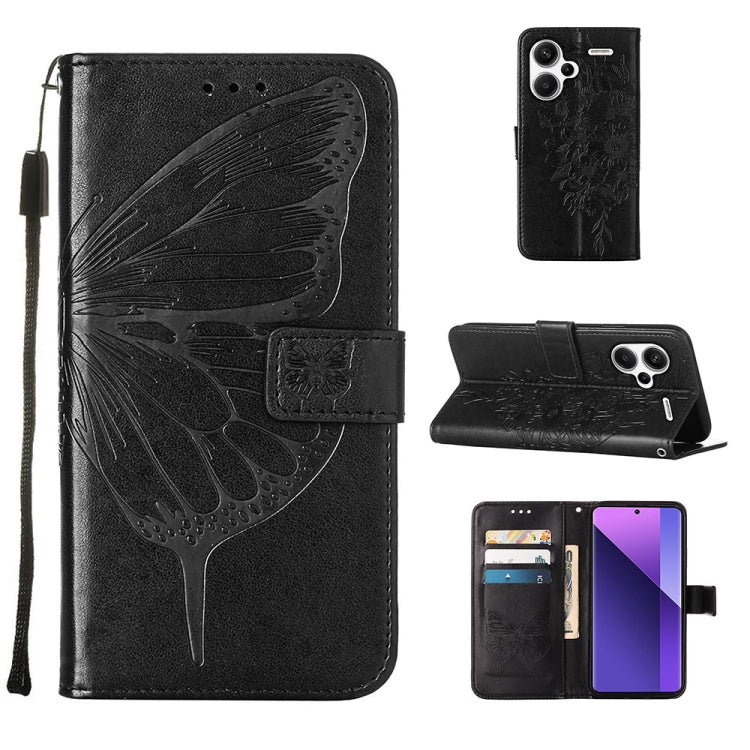 Embossed Butterfly Leather Phone Case, For Xiaomi Redmi Note 13 5G Global, For Xiaomi Redmi 13C, For Xiaomi Redmi Note 13 Pro+ 5G, For Xiaomi Redmi Note 13 Pro 5G Global, For Xiaomi Poco M6 Pro 5G / Redmi 12 4G/5G, For Xiaomi Redmi K70 / K70 Pro       ...