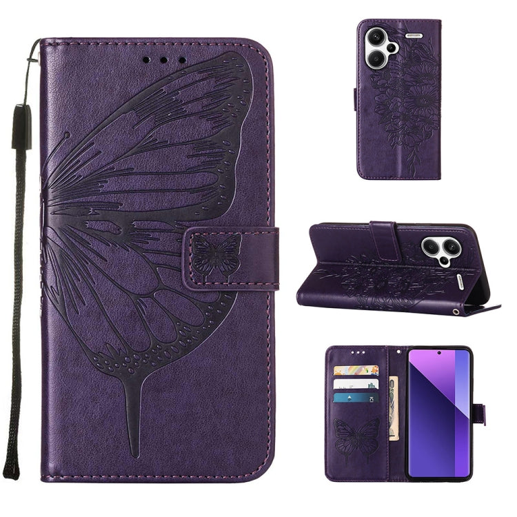Embossed Butterfly Leather Phone Case, For Xiaomi Redmi Note 13 5G Global, For Xiaomi Redmi 13C, For Xiaomi Redmi Note 13 Pro+ 5G, For Xiaomi Redmi Note 13 Pro 5G Global, For Xiaomi Poco M6 Pro 5G / Redmi 12 4G/5G, For Xiaomi Redmi K70 / K70 Pro       ...