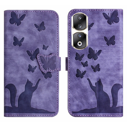 Butterfly Cat Embossing Flip Leather Phone Case, For Honor 90 Lite / X50i, For Honor 90 Pro 5G, For Honor 90 / 80