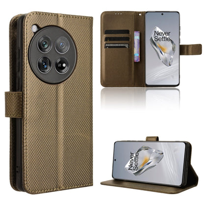 Diamond Texture Leather Phone Case, For OnePlus 12