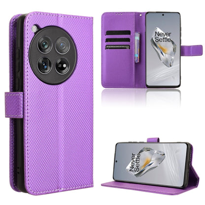Diamond Texture Leather Phone Case, For OnePlus 12