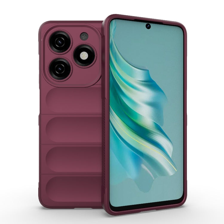 Purple/red TPU and flannel phone case with raised camera cutouts and side grips