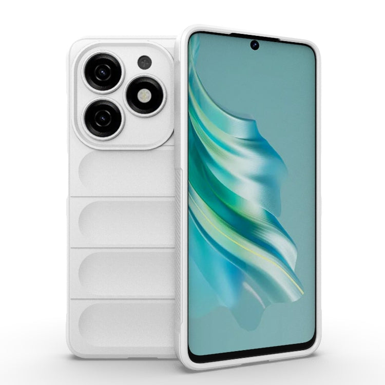 White TPU and flannel phone case with raised camera cutouts and side grips