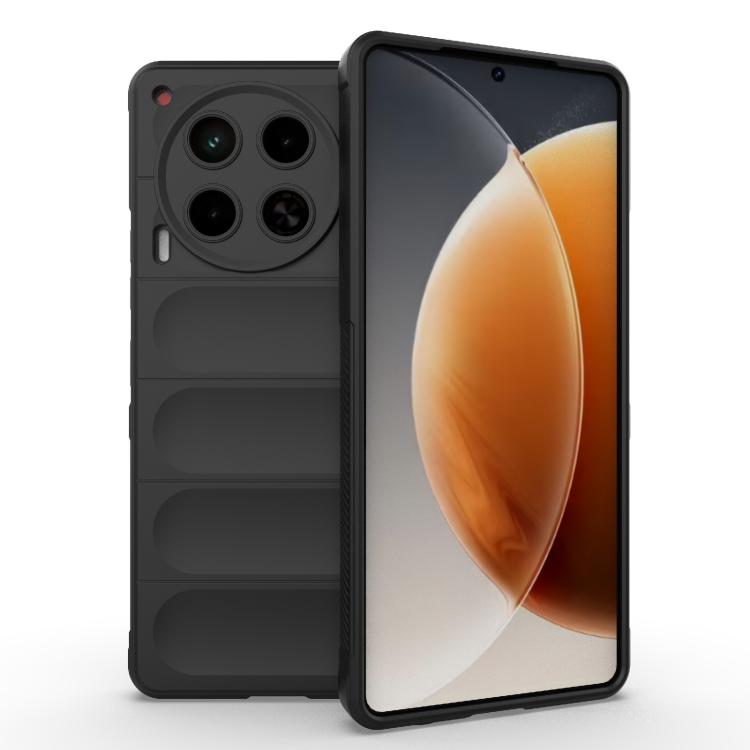 TPU and flannel phone case in black with camera cutouts