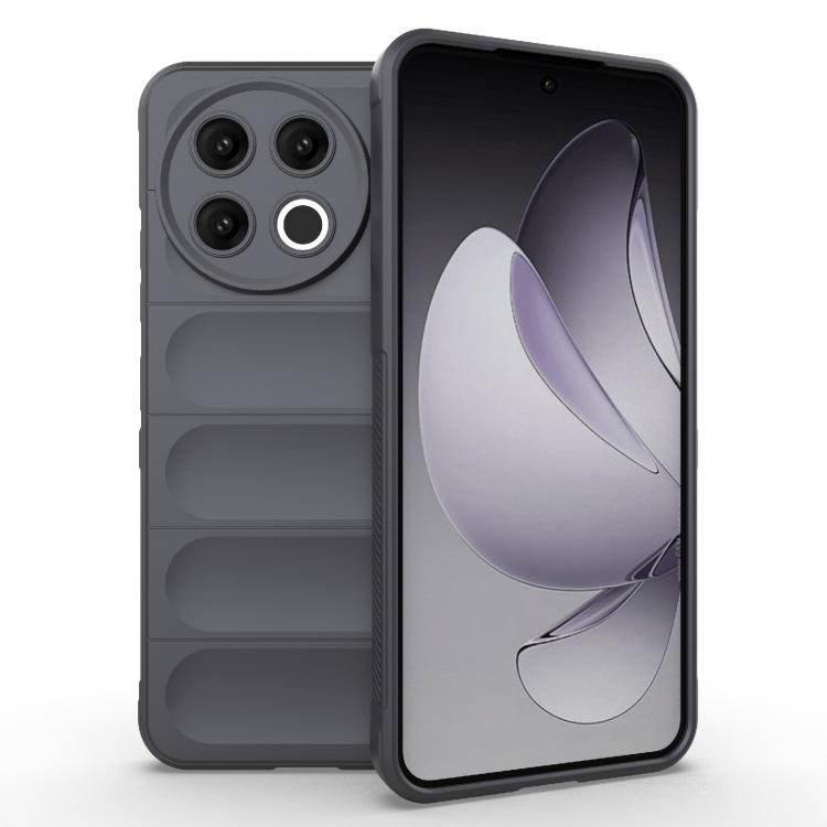 Magic Shield TPU flannel phone case, dark gray with raised camera cutout and edges.
