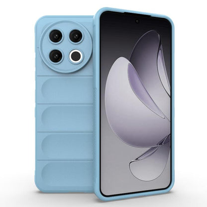 Magic Shield TPU flannel phone case, light blue with raised camera cutout and edges.