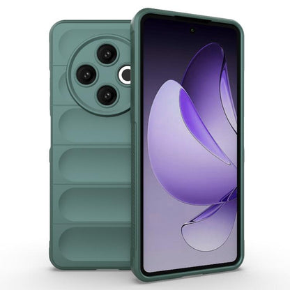 Magic Shield TPU flannel phone case, dark green with raised camera cutout and protective edges.