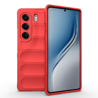 Magic Shield TPU phone case with flannel lining, red, card-slot design