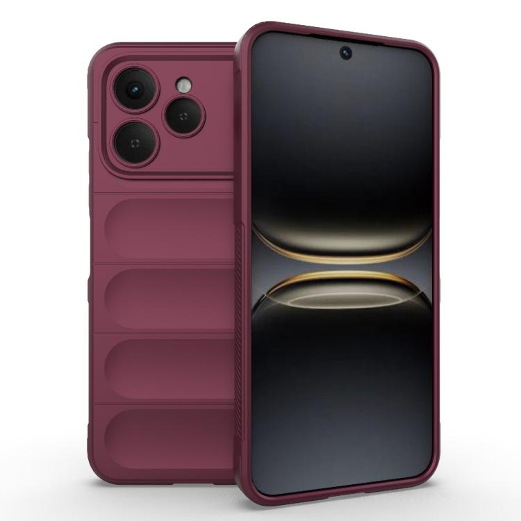 Magic Shield TPU phone case with flannel lining, wine red, card-slot design