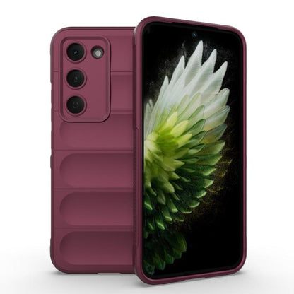 TPU + flannel phone case with camera cutouts and raised edges, wine red backing