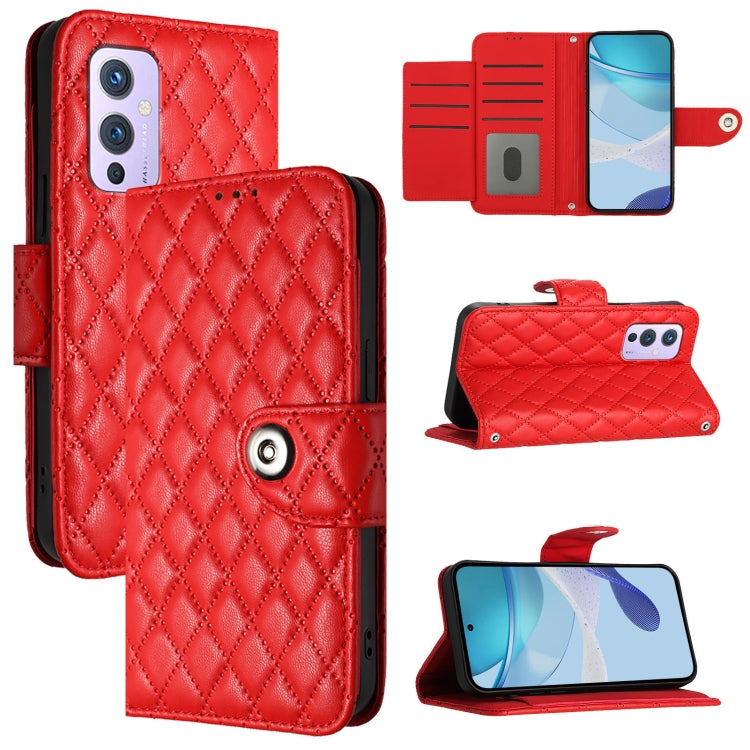 Rhombic Texture Flip Leather Phone Case with Lanyard, For OnePlus 9, For OnePlus Nord N10 5G