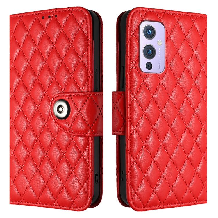 Rhombic Texture Flip Leather Phone Case with Lanyard, For OnePlus 9, For OnePlus Nord N10 5G