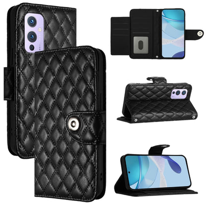Rhombic Texture Flip Leather Phone Case with Lanyard, For OnePlus 9, For OnePlus Nord N10 5G