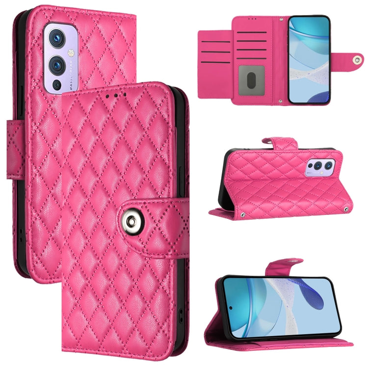 Rhombic Texture Flip Leather Phone Case with Lanyard, For OnePlus 9, For OnePlus Nord N10 5G
