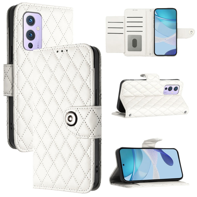 Rhombic Texture Flip Leather Phone Case with Lanyard, For OnePlus 9, For OnePlus Nord N10 5G