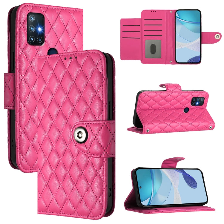 Rhombic Texture Flip Leather Phone Case with Lanyard, For OnePlus 9, For OnePlus Nord N10 5G