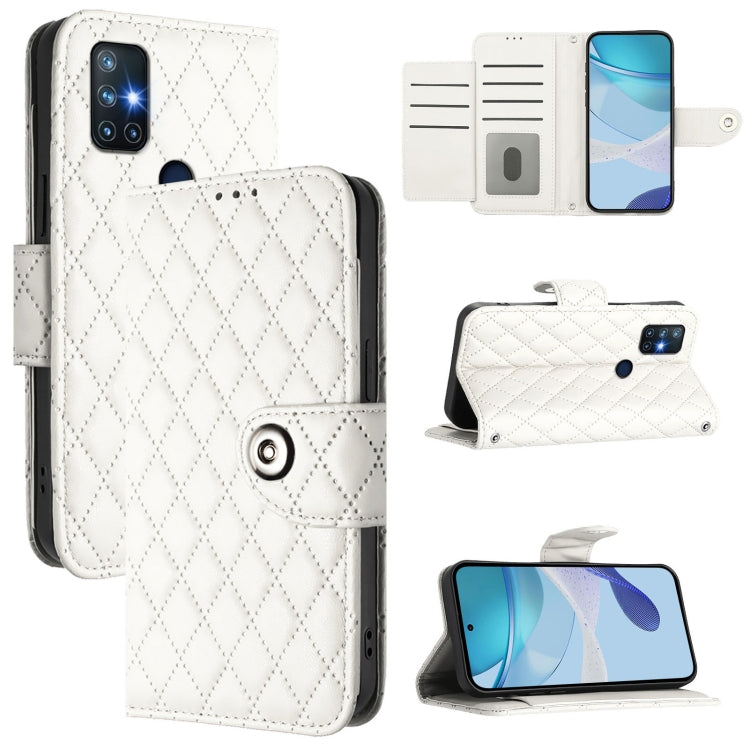 Rhombic Texture Flip Leather Phone Case with Lanyard, For OnePlus 9, For OnePlus Nord N10 5G