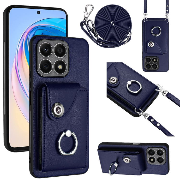 Organ Card Bag Ring Holder Phone Case with Long Lanyard, For Honor X8a, For Honor X9a / Magic5 Lite