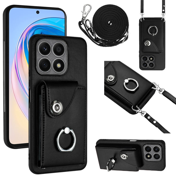 Organ Card Bag Ring Holder Phone Case with Long Lanyard, For Honor X8a, For Honor X9a / Magic5 Lite