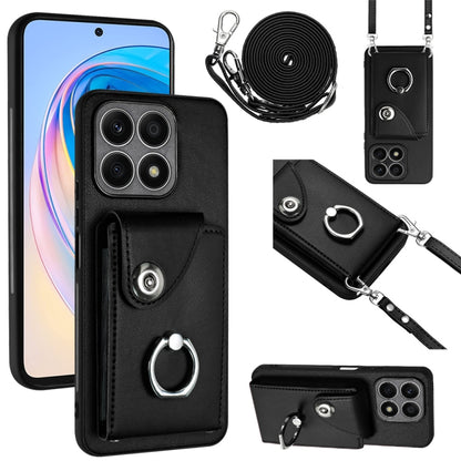 Organ Card Bag Ring Holder Phone Case with Long Lanyard, For Honor X8a, For Honor X9a / Magic5 Lite