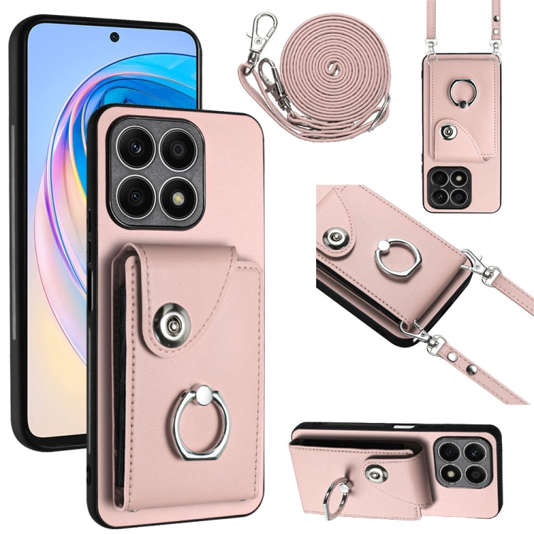 Organ Card Bag Ring Holder Phone Case with Long Lanyard, For Honor X8a, For Honor X9a / Magic5 Lite