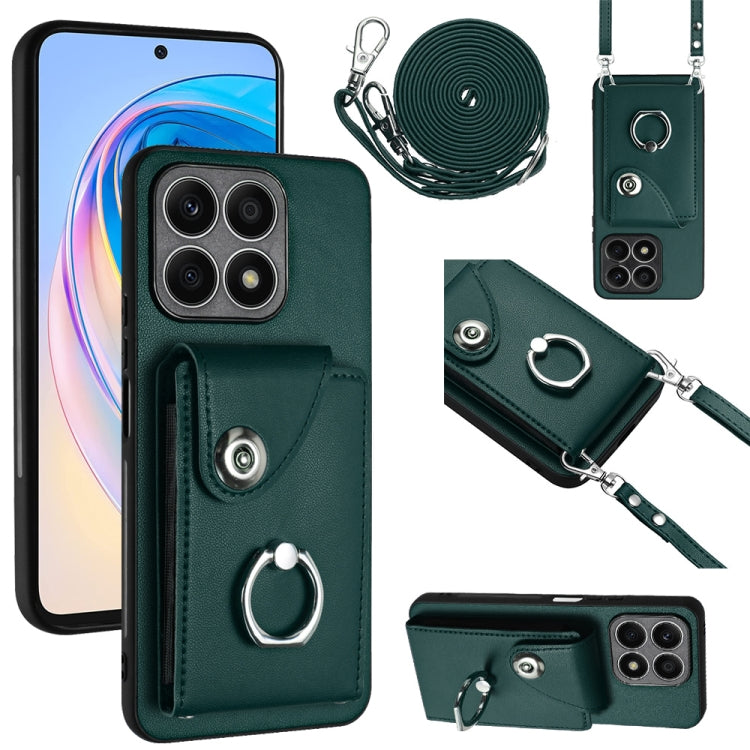 Organ Card Bag Ring Holder Phone Case with Long Lanyard, For Honor X8a, For Honor X9a / Magic5 Lite