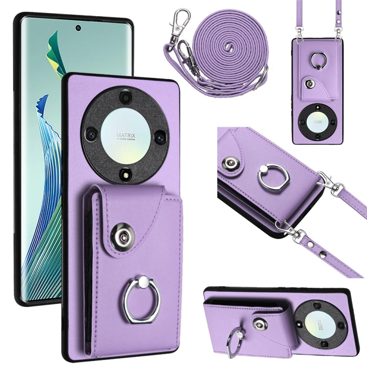 Organ Card Bag Ring Holder Phone Case with Long Lanyard, For Honor X8a, For Honor X9a / Magic5 Lite