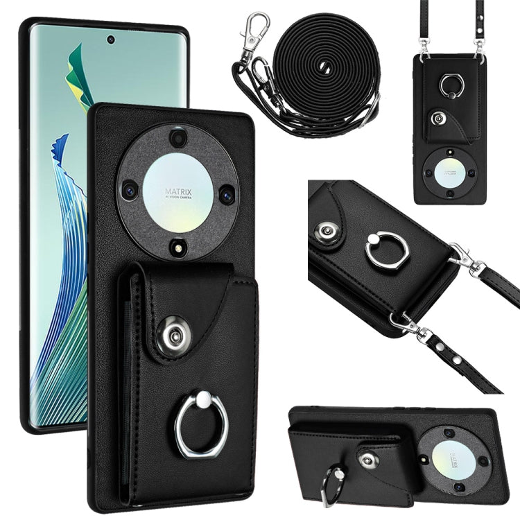 Organ Card Bag Ring Holder Phone Case with Long Lanyard, For Honor X8a, For Honor X9a / Magic5 Lite