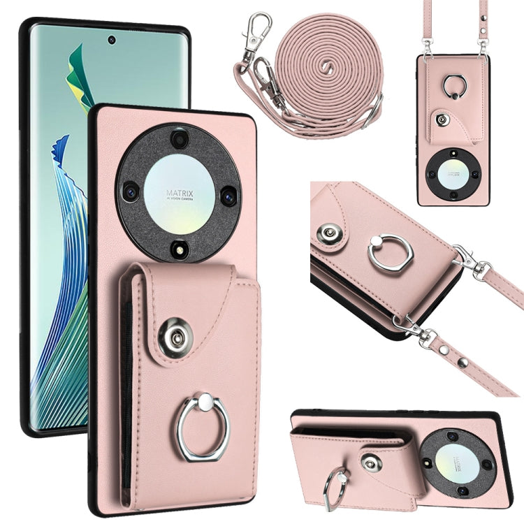 Organ Card Bag Ring Holder Phone Case with Long Lanyard, For Honor X8a, For Honor X9a / Magic5 Lite