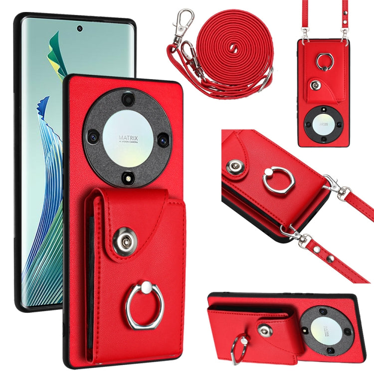 Organ Card Bag Ring Holder Phone Case with Long Lanyard, For Honor X8a, For Honor X9a / Magic5 Lite