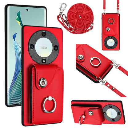 Organ Card Bag Ring Holder Phone Case with Long Lanyard, For Honor X8a, For Honor X9a / Magic5 Lite