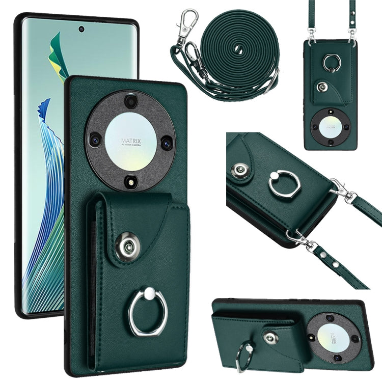Organ Card Bag Ring Holder Phone Case with Long Lanyard, For Honor X8a, For Honor X9a / Magic5 Lite