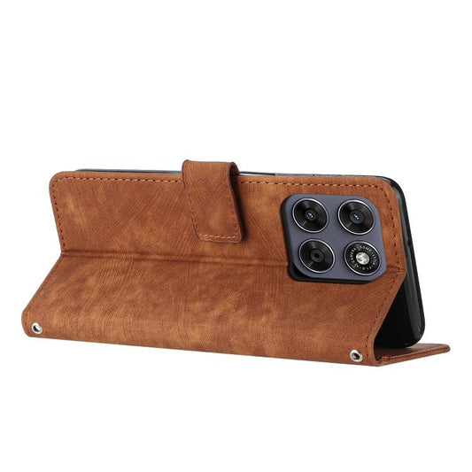 Skin Feel Stripe Pattern Leather Phone Case with Lanyard, For Motorola Moto G Max / G87 / G77 / G67 5G, For Motorola Moto G17 / G17 Power 4G, For Motorola Edge 70 Fusion 5G, For Motorola Moto G67 Power / G57 Power, For Motorola Edge 70 5G              ...