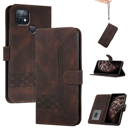 Brown flip leather phone case for Infinix Hot 10T/10s/10i, with card pocket