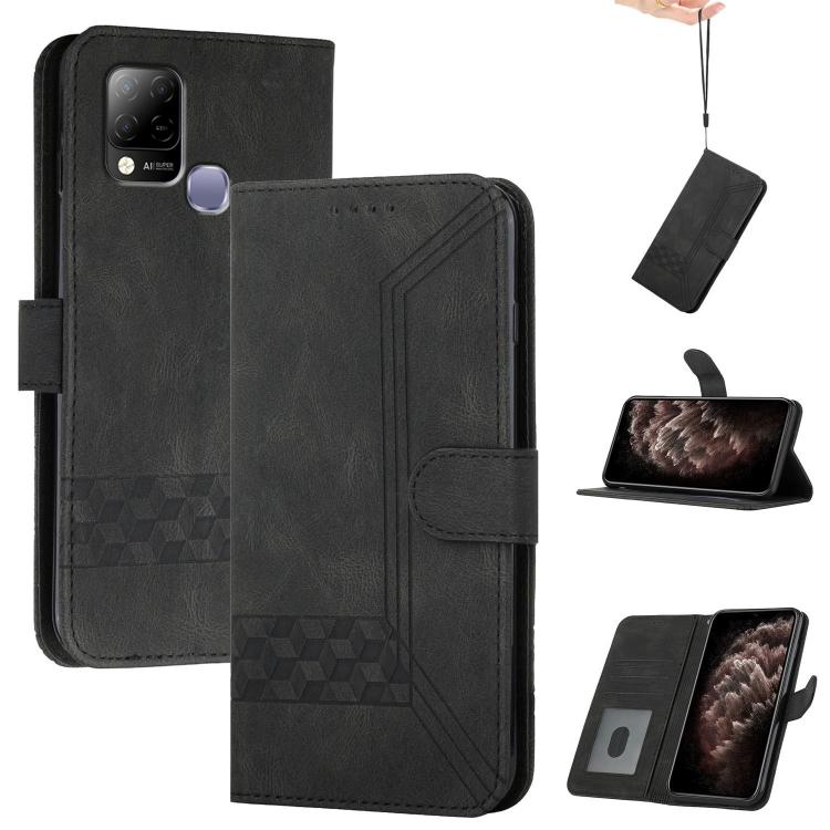 Black flip leather phone case with card slots and magnetic closure for phone