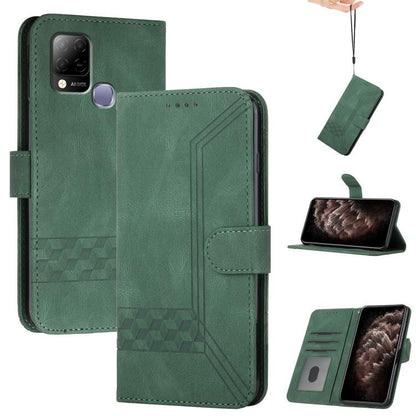 Green flip leather phone case with card slots and magnetic closure for phone
