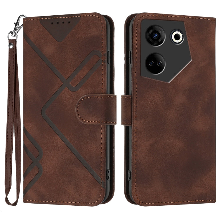 Line Pattern Skin Feel Leather Phone Case, For Tecno Spark Go 5G 2025 / Hot 60i 5G, For Tecno Camon 30 Pro, For Tecno Pova 6 Pro, For Tecno Spark 20 Pro, For Tecno Spark 20, For Tecno Spark Go 2024, For Tecno Camon 20 Premier                           ...
