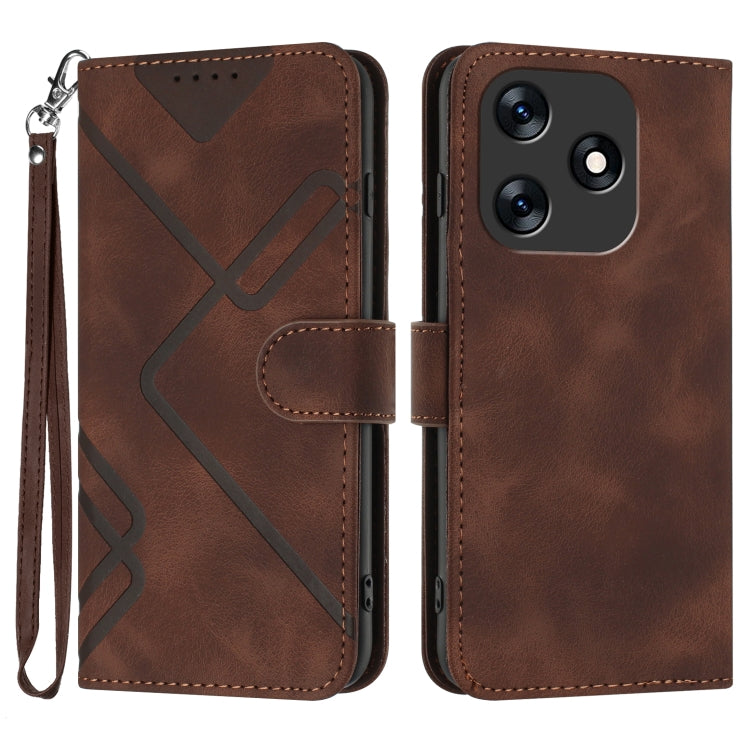 Line Pattern Skin Feel Leather Phone Case, For Tecno Spark Go 5G 2025 / Hot 60i 5G, For Tecno Camon 30 Pro, For Tecno Pova 6 Pro, For Tecno Spark 20 Pro, For Tecno Spark 20, For Tecno Spark Go 2024, For Tecno Camon 20 Premier                           ...