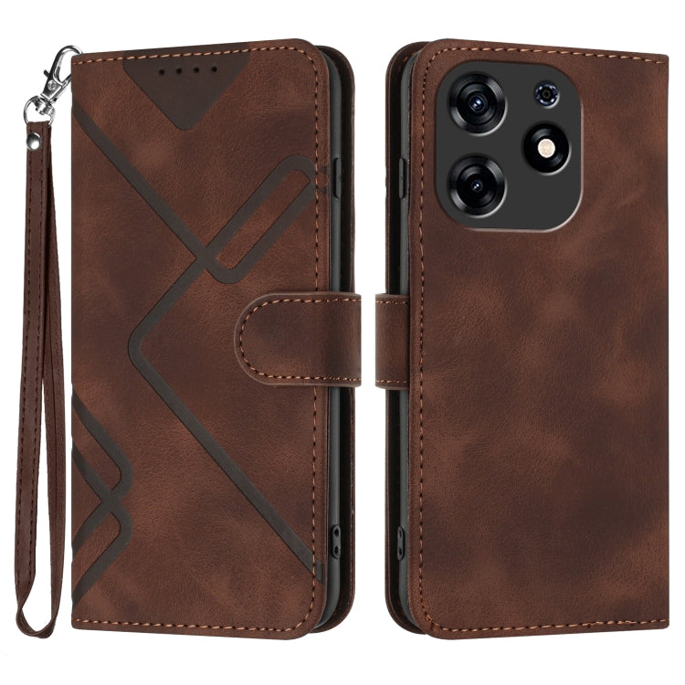 Line Pattern Skin Feel Leather Phone Case, For Tecno Spark Go 5G 2025 / Hot 60i 5G, For Tecno Camon 30 Pro, For Tecno Pova 6 Pro, For Tecno Spark 20 Pro, For Tecno Spark 20, For Tecno Spark Go 2024, For Tecno Camon 20 Premier                           ...
